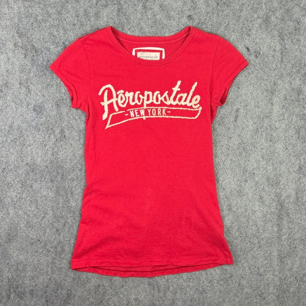 Aeropostale Red Short Sleeve Graphic Tee Y2K Embroidered Logo Shirt 6416AH10 M